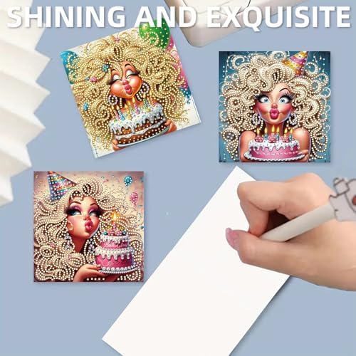 12 Pack Cute Grandma Diamond Painting Greeting Kits DIY 5D Diamond Art with Envelopes & Rhinestones, Creative Christmas Birthday Gifts for Adults, Family, Friends - Image 3