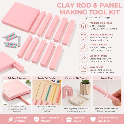 7 Pcs Clay Tube Hoop Roller Guide Set, Clay Rolling Strip Shape Maker - Image 3