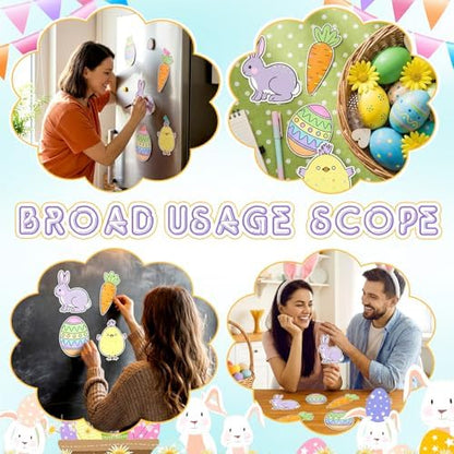 Moinchore 48 Pcs Easter Crafts Color Your Own DIY Paper Coloring Rabbit Egg Carrot Chick Crafts Easter Basket Stuffers for Adult Church Spring Art Gift Favors Decorations - Image 5