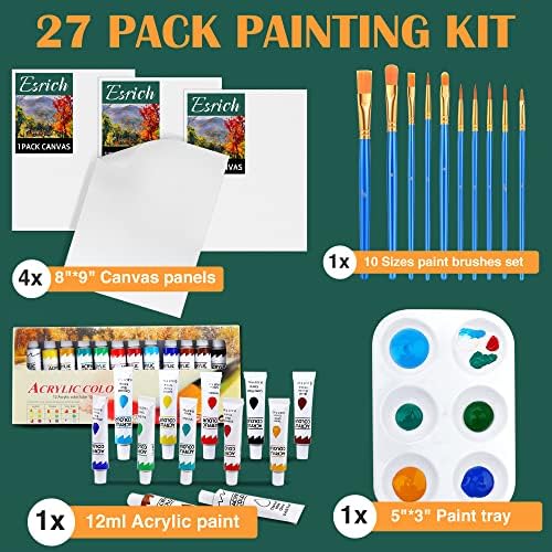 ESRICH Canvas Painting Kit, Acrylic Paint Set with 30 Paint Brushes - Image 7