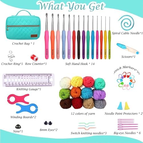 Yarniss Crochet Kit for Beginner,Complete Crochet Kit for Adult,Bright Blue - Image 2