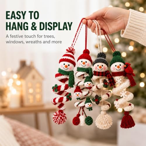 Crochet Snowman Spiral Ornament DIY Kit, Christmas Craft for Adults - Image 6