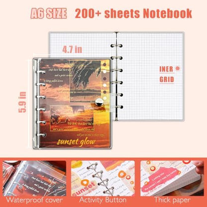 Scrapbooking Supplies Kit, A6 Grid Notebook, Vintage Junk Journaling Kit - Image 4