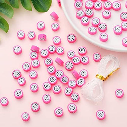 100pcs Dragon Fruit Polymer Clay Spacer Beads for Women Jewelry Making DIY Bracelet Necklace Hair Clip(Dragon Fruit) by LUBINGSHINE