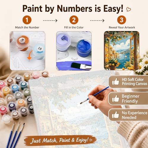 AUKELHJ Paint by Numbers Kit for Adults Beginner, Window View, 16X20 Inch - Image 5
