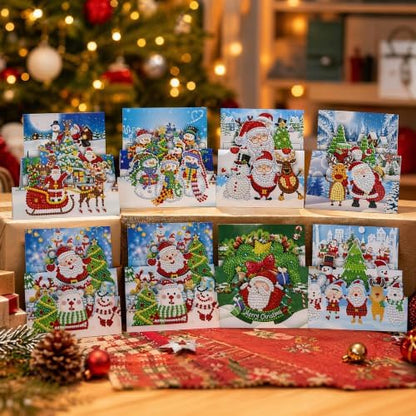8PCS Santa Claus DIY Greeting Card Kits with Envelopes Diamond Art Greeting Cards Diamond Art Cards Kits for Adults DIY Crafts Family Friend Gifts - Image 2