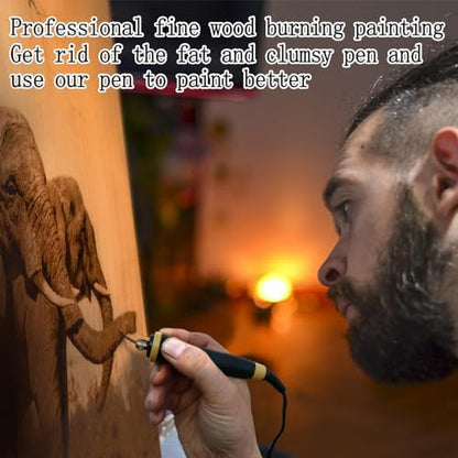 FIRElood Wood Burning Tool,Wood Burning kit Pen 25~750℃,Professional Wood Burning kit,with Digital Thermometer Temperature Adjustable Temperature,1 Wood Burning pens, 30 Wood Burning Pen Tips - Image 6
