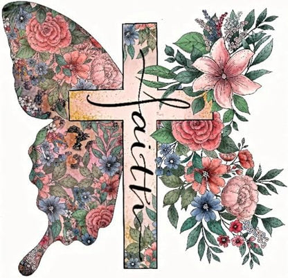 Butterfly Flower Stamped Cross Stitch Kits Cross Stitch Patterns,Religious Cross Dimensions Cross Stitch Kits Embroidery Kit Arts and Crafts for Beginners 13.7x13.7 inch by Unknown