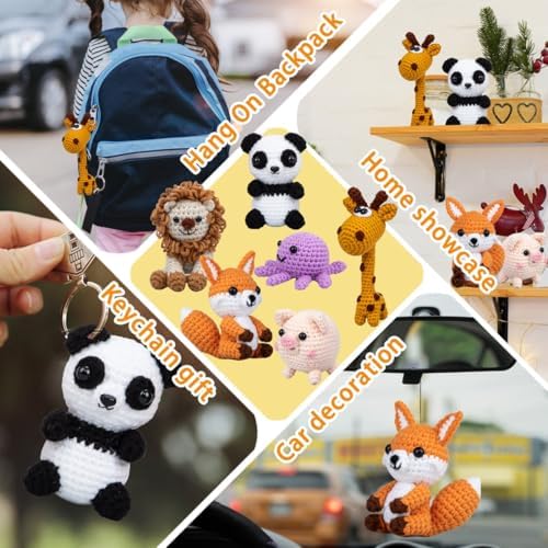 KIECIK Crochet Animal Kit – 6 PCS Crochet Knitting Kit for Beginners - Image 4
