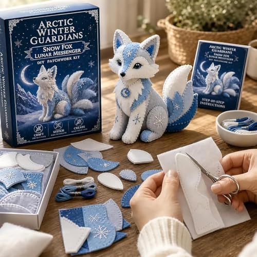 Arctic Winter Guardians DIY Patchwork Kit, Felt Animal Sewing Kit for Beginners, 3D Stuffed Animals Mythical Creature for Adult, Pre-Cut Handmade Craft Kit for Home Decor & Creative Gift (Color5) - Image 6