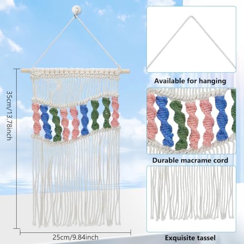 FREEBLOSS Macrame Wall Hanging Kit Spiral Knots Macrame Wall Hanging Kit DIY Multi Coloured Macrame Wall Art DIY Macrame Fringe Hanging Kit Macrame Kit with Instructions for Beginners Adults - Image 3