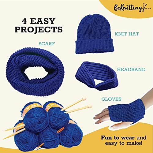 BeKnitting Knitting Kit for Beginners Adults & Kids - Learn to Knit - Yarn, Pompom Makers, Needles & Other Supplies | Holiday Gifts, Gift-Ready Box - Image 6