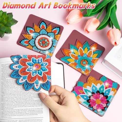 WIVICO 4Pcs Diamond Painting Bookmarks, Diamond Pearl Art Kits for Adults - Image 4