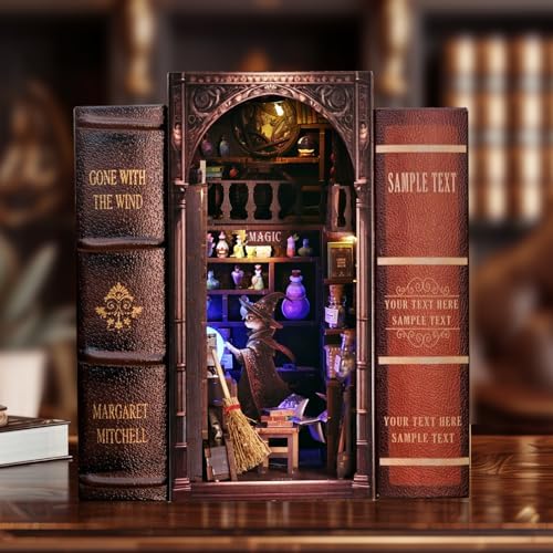 Magic Wizard Cat 3D Book Nook Kit, DIY Miniature House Booknook Dollhouse Kit for Adults and Teens, 3D Wooden Puzzle Bookend Bookshelf Insert Decor, Mini Magic House Model Build Gift - Image 5