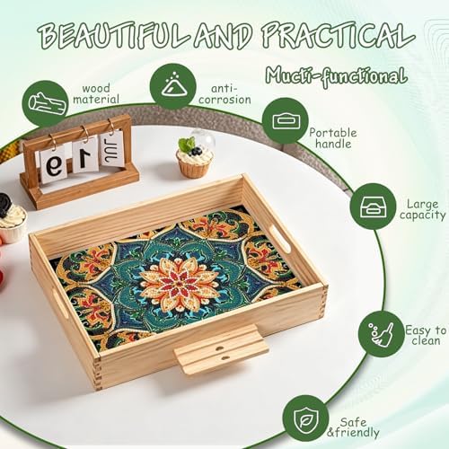 DOTSOS Diamond Painting Kits for Adults Wooden Serving Trays with Handles - Image 4