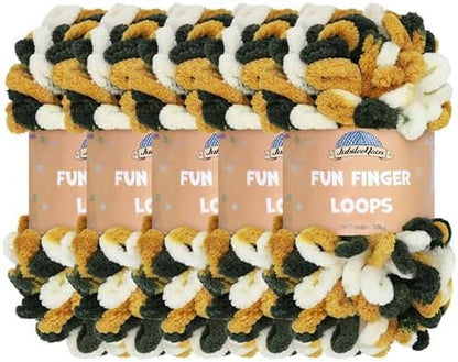 JubileeYarn Fun Finger Loops Yarn - Green Gold White - 5 Skeins by BambooMN