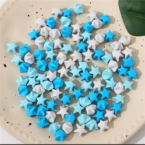 1080 Sheets Origami Star Paper Blue Strips Double Sided Lucky Star Decoration Folding Paper for DIY Hand Art Crafts, Teaching Supplies (blue-1080 sheets) - Image 3