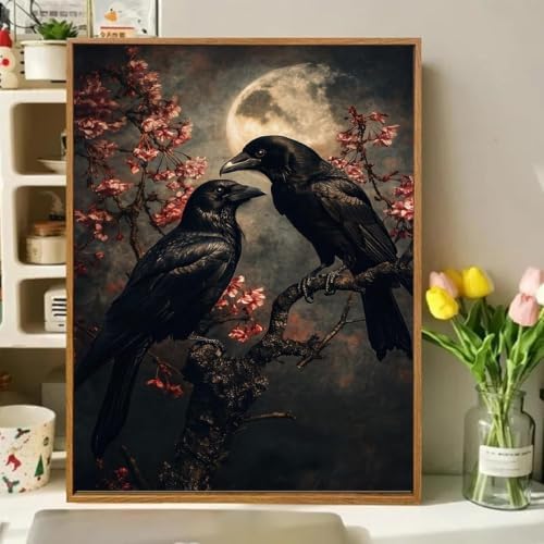 Gothic Raven Paint by Numbers Kit for Adults Framed Canvas, Frameworkless - Image 2
