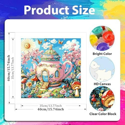 xcemhil Fairy Tale Paint by Numbers Kit for Adults Beginner, Fairy Tale Acrylic Paint by Number Kits Suitable for Home Wall Art Decor Gifts 16x16 Inch - Image 3