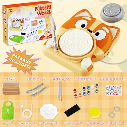 Pottery Wheel for Kids, Complete Pottery Kit for Beginners, Arts and Crafts for Kids Ages 8-12, with Air Dry Clay Painting Kit Sculpting Tools, Birthday Gift for Boys Girls 6 7 8 9 10 11 12 (Dog) - Image 2