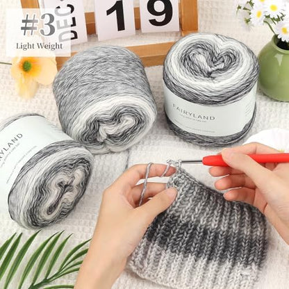 Aeelike Cake Yarn for Crocheting, Soft Ombre Crochet Yarn, Ink Gradient - Image 2