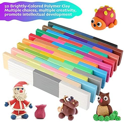Cyajm 50 Colors Oven Bake Polymer Clay Kit, DIY Jewelry Crafts & Home Decor - Image 3