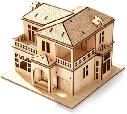 3D Wooden Puzzle for Adults, DIY Miniature Villa House Building Two Layer by BLOCKABODE