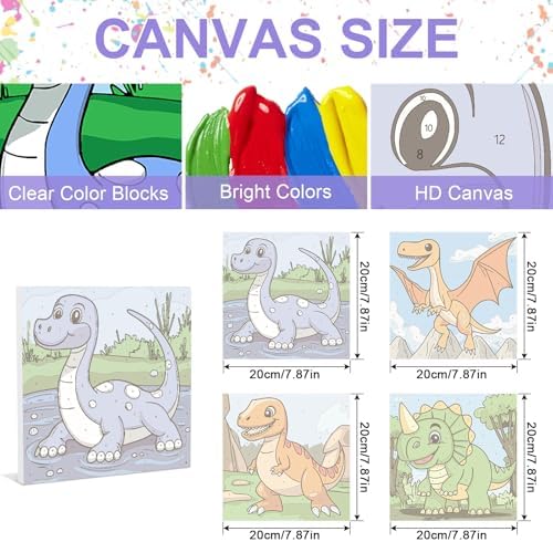 MVVMTOP 4 Pack Paint by Numbers Kit for Adults Beginner with Wooden Frame, Easy DIY Dragon Acrylic on Canvas Paint Painting Kits, for Home Wall Decoration Arts Crafts 7.8x7.8inch - Image 2
