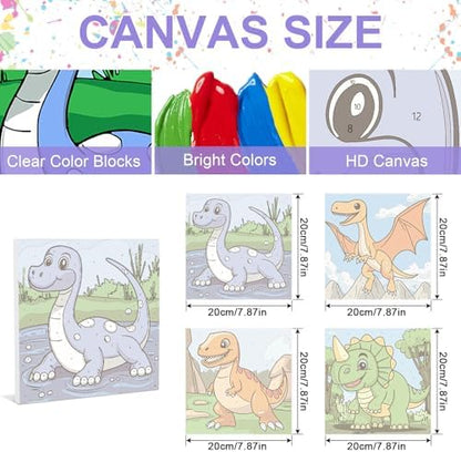 MVVMTOP 4 Pack Paint by Numbers Kit for Adults Beginner with Wooden Frame, Easy DIY Dragon Acrylic on Canvas Paint Painting Kits, for Home Wall Decoration Arts Crafts 7.8x7.8inch - Image 2