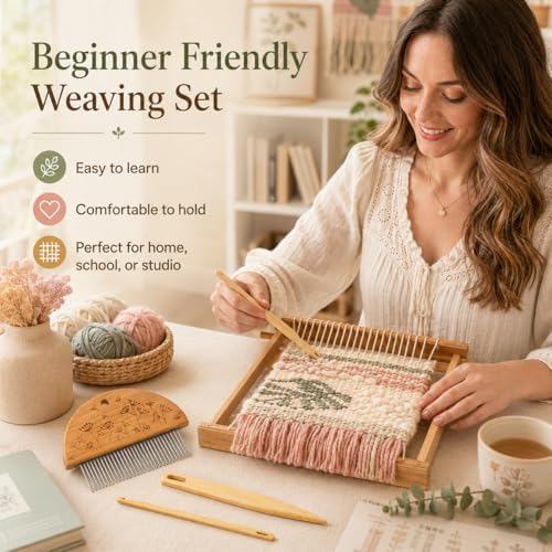 Garneck Wooden Weaving Tool Set with Steel Needle, for DIY Crafts - Image 6