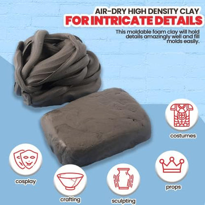 3.3 lbs Moldable Cosplay Foam Clay (Gray) - Air-Dry High Density for Intricate Designs Dries Evenly Within 24-48 Hours Sandable and Paintable - Image 5