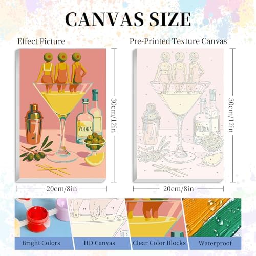 Camocin Framed Paint by Numbers Kit for Adults Beginners – Cocktail Girls - Image 3