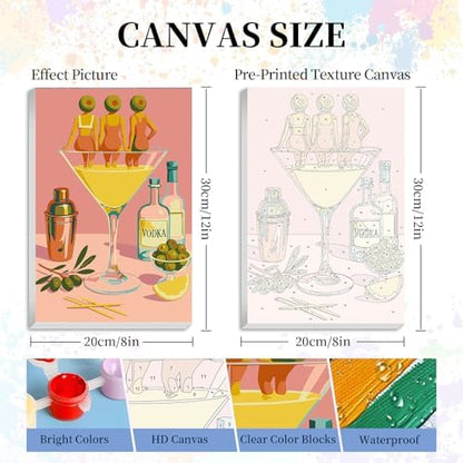 Camocin Framed Paint by Numbers Kit for Adults Beginners – Cocktail Girls - Image 3