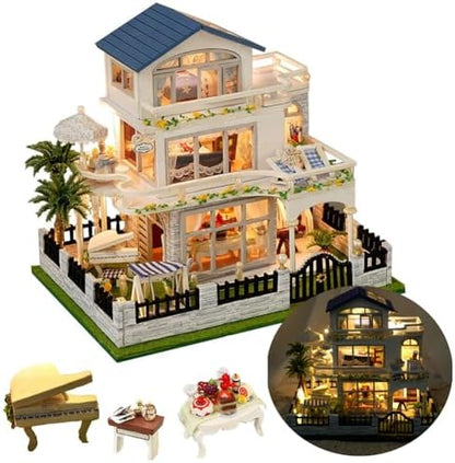 DIY Miniature Store Wooden Dollhouse Kit Cottage Villa Building 3D Model Creativity Gifts for Teens and Adults by TOPBSFARNY