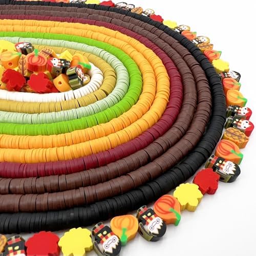 3600 PCS 10 Strands Fall Clay Beads for Jewelry Making, with 50pcs Autumn Clay Charms for Bracelets Making (Thanksgiving Day) by MIIIM