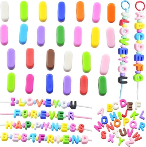 Large Letter Beads 26 Pcs 20mm 3D Paracord Beads Acrylic Colorful Bubble Big Alphabet Bead 6mm Large Hole Chunky Letter Bead for Keychains Purse Bag Charm Kit Backpack (26, Large Letter Beads I) by KJMLDIY