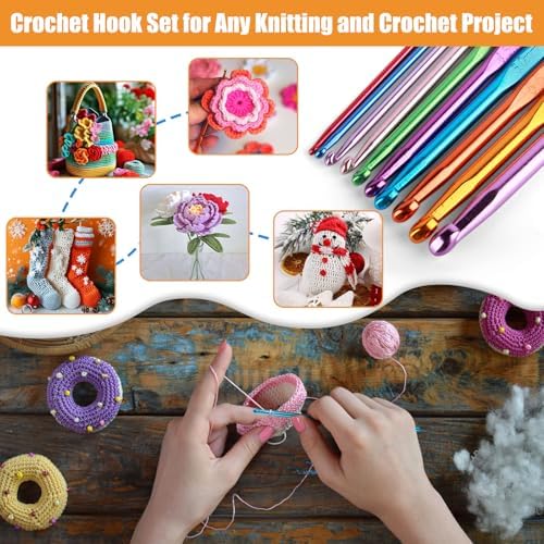MECHEER Crochet Kit for Beginners, 54 Pack Crochet Hook Set Crochet Accessories, Ergonomic Knitting Kit with Storage Case, Crochet Needles, Hand Craft Knitting Accessories for Crocheters - Image 7