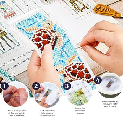 ORIGACH 6 Set Turtles Cross Stitch Bookmark Kit for Beginner - Image 4