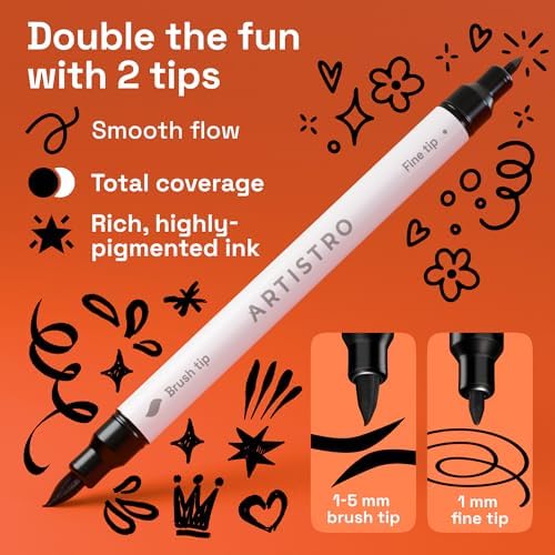 ARTISTRO 36 Black Dual-Tip Acrylic Paint Marker Pens for Drawing - Image 2