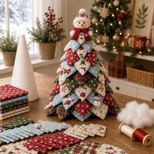 Daily Partner DIY Quilted Fabric Christmas Tree Kit, Arts and Crafts for Adults, (Snowman) by DailyPartner