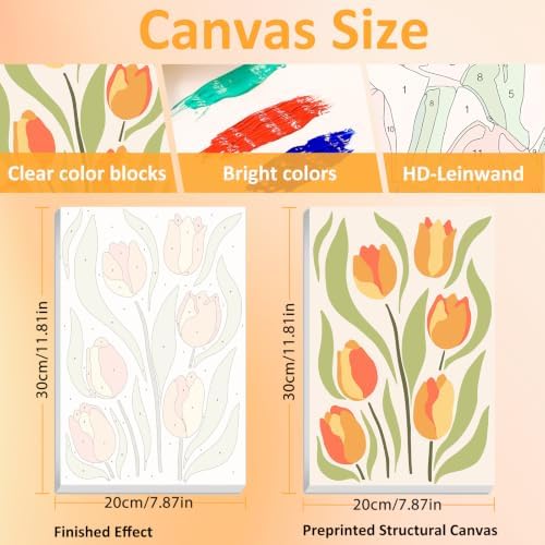Mandun 3 Pack Paint by Numbers Kit for Adults with Frame, Easy Flower Paint by Numbers, Adult Gift Craft Kits 7.8x11.8 Inch with Frame and Easel - Image 2