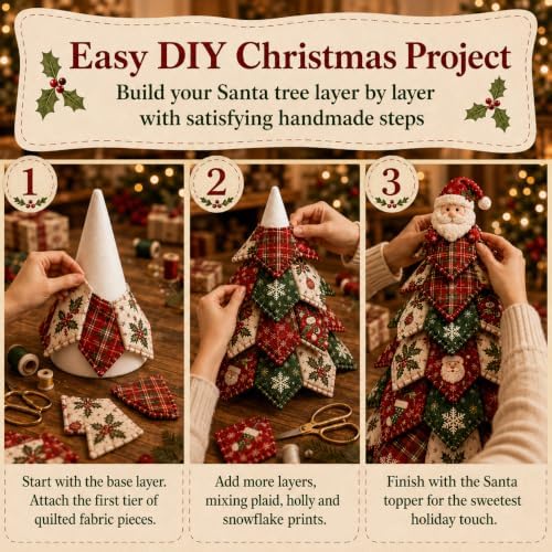 2026 New Christmas & Halloween DIY Quilted Fabric Tree Kit, 3D Layered Sewing Craft Set for Beginners, Christmas Tree Quilt Kit, Handmade Tabletop Holiday Decor, Gift for Craft Lover - Image 3