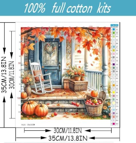 Thanksgiving Cross Stitch Kits for Beginners Adults - Pumpkin Counted Cross Stitch Kits Needlepoint Cross-Stitch Patterns Dimensions Needlecrafts Embroidery Kits Arts and Crafts - Image 2