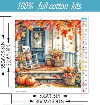 Thanksgiving Cross Stitch Kits for Beginners Adults - Pumpkin Counted Cross Stitch Kits Needlepoint Cross-Stitch Patterns Dimensions Needlecrafts Embroidery Kits Arts and Crafts - Image 2
