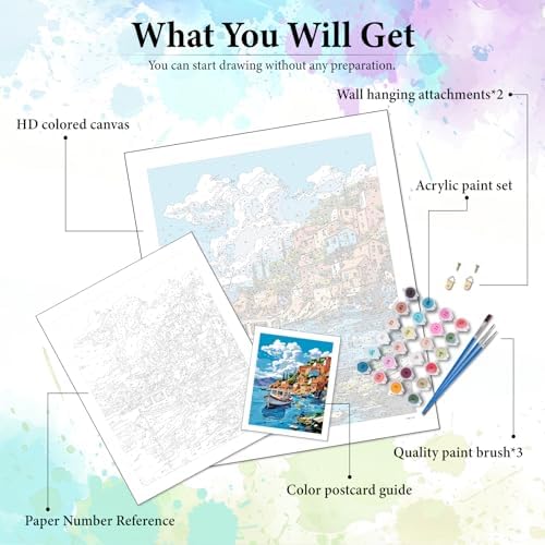 Seaside Landscape Paint by Numbers Kit for Adults Without Frame 16x20 IN - Image 4