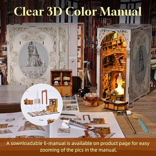 MiniCity Public Library DIY Book Nook Kit, Miniature House Puzzle with LED - Image 5