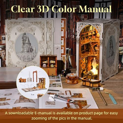 MiniCity Public Library DIY Book Nook Kit, Miniature House Puzzle with LED - Image 5