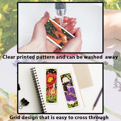 ACRNIGHEET 6PCS Cross Stitch Bookmark Kit for Beginner Fairy Tale Stamped Cross Stitch Kits Needlepoint Kit for Adults DIY Tassel Embroidery Bookmark Kits with Instructions Craft Gift 8.5"x3" 11CT - Image 3
