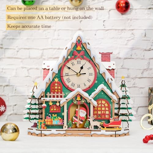 3D Puzzles for Adults Wooden Christmas Puzzle Clock Adult Crafts - Image 4