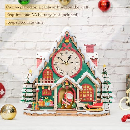 3D Puzzles for Adults Wooden Christmas Puzzle Clock Adult Crafts - Image 4